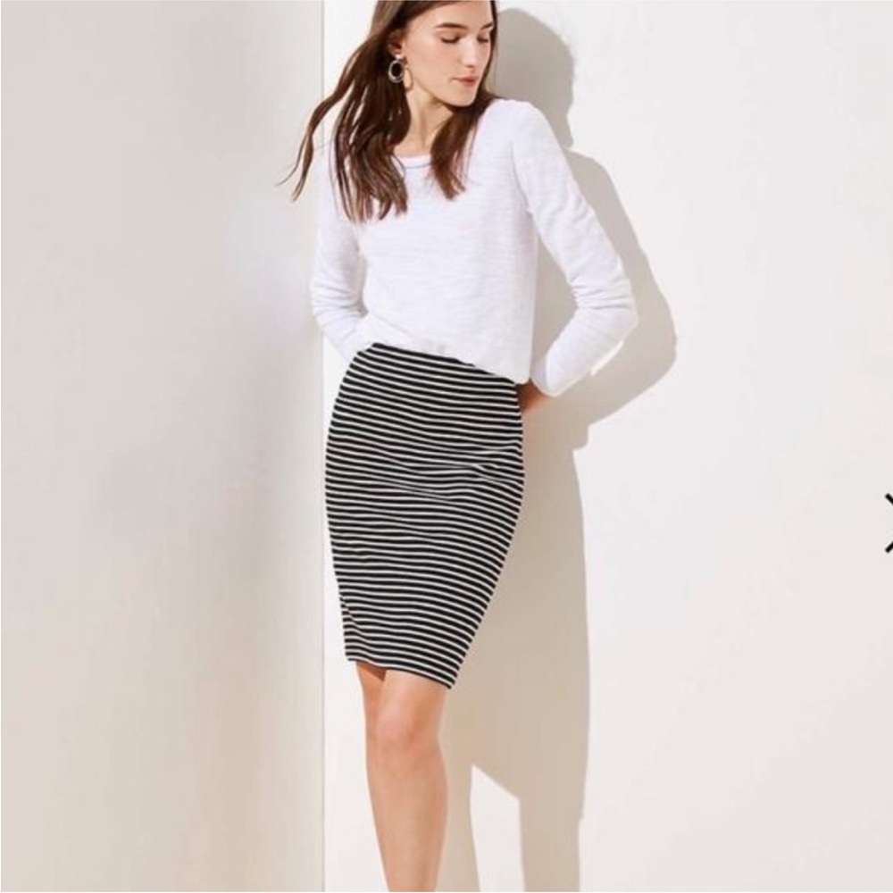 LOFT Plus Striped Tie Waist Pencil Skirt